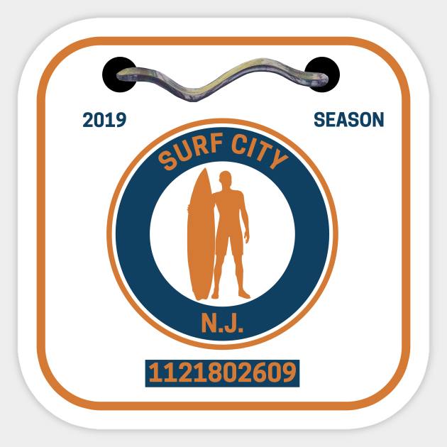 Surf City New Jersey Beach Badge Surf City New Jersey Sticker
